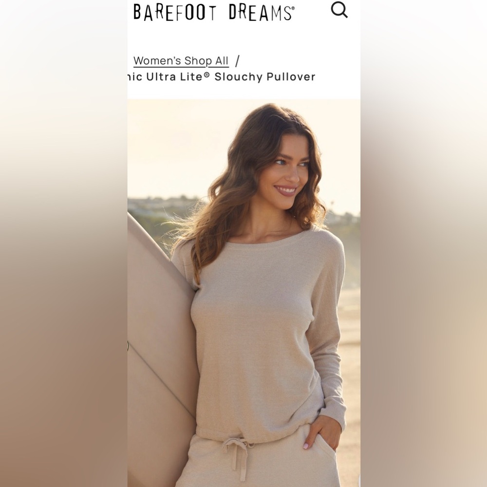 🌼NWOT Barefoot Dreams CozyChic Ultra Lite Sweater - Cream🌼